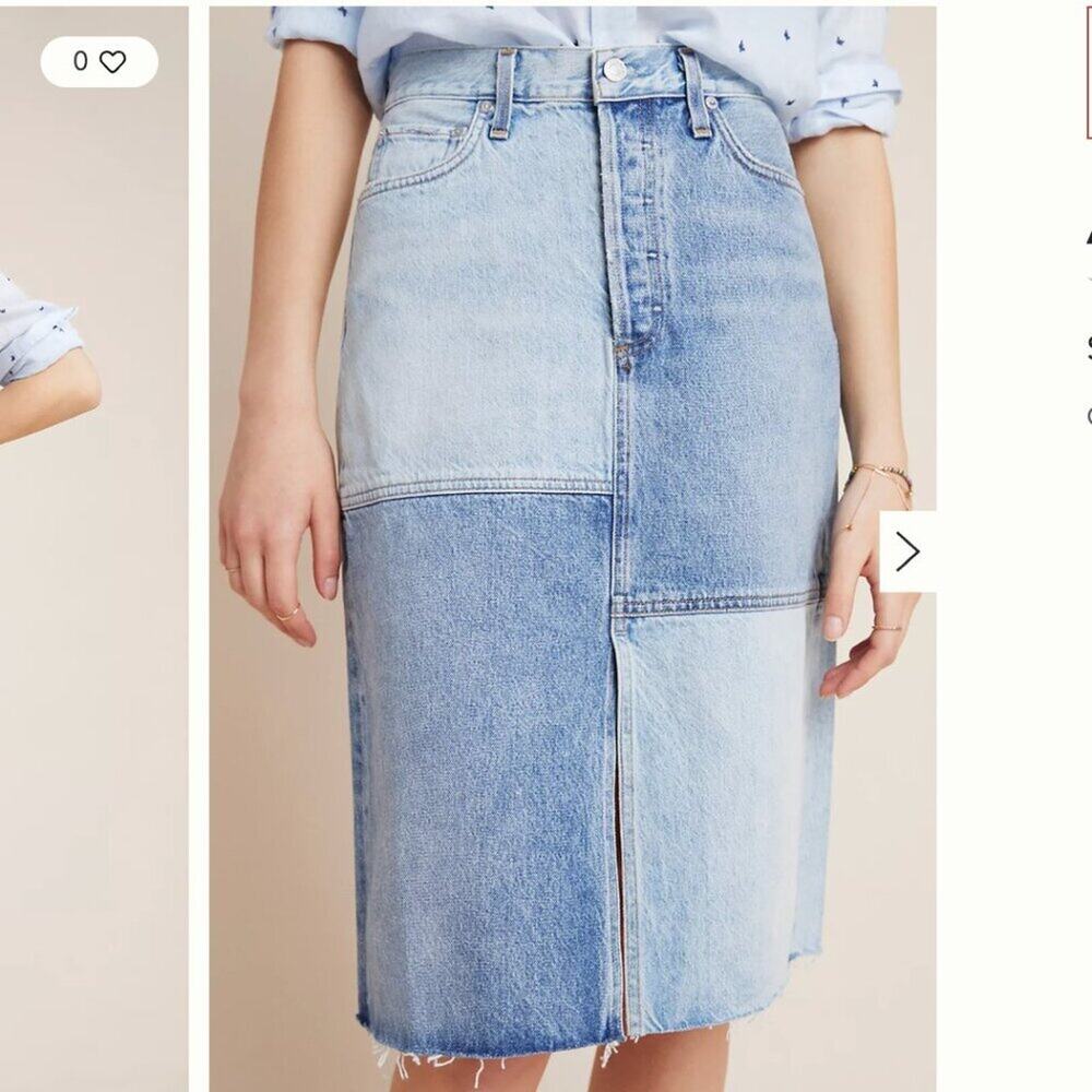Anthropologie AGOLDE Colorblocked Denim Mini Skirt | Size 26 | Y2K Street Style - Picture 2 of 7